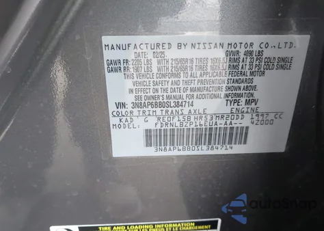 2025 Nissan Kicks S Intelligent Awd from USA, damaged, VIN 3N8AP6BB0SL384714